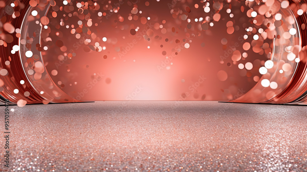 Aufkleber abstract shiny background with red glitter. scattered confetti sparkles with red color.