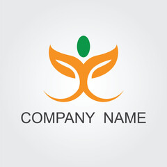 Organic Leaf Circle vector Simple Emblem Logo Template green ecology colour