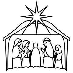 A beautifully detailed nativity set, with hand-painted figurines and a glowing star above