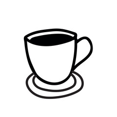 Coffee and tea cup outline icon isolated flat design vector illustration on white background.