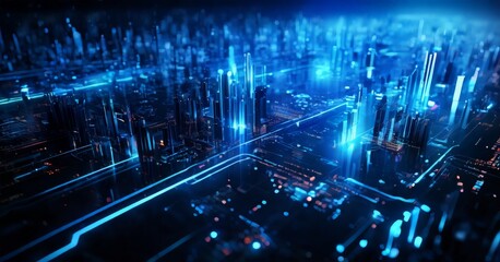 Fototapeta premium futuristic city with neon lights