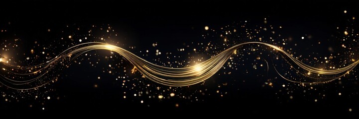 Obraz premium gold wave on black background