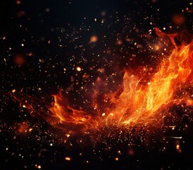 fire is burning in the dark