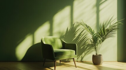Fototapeta premium Green Chair and Plant