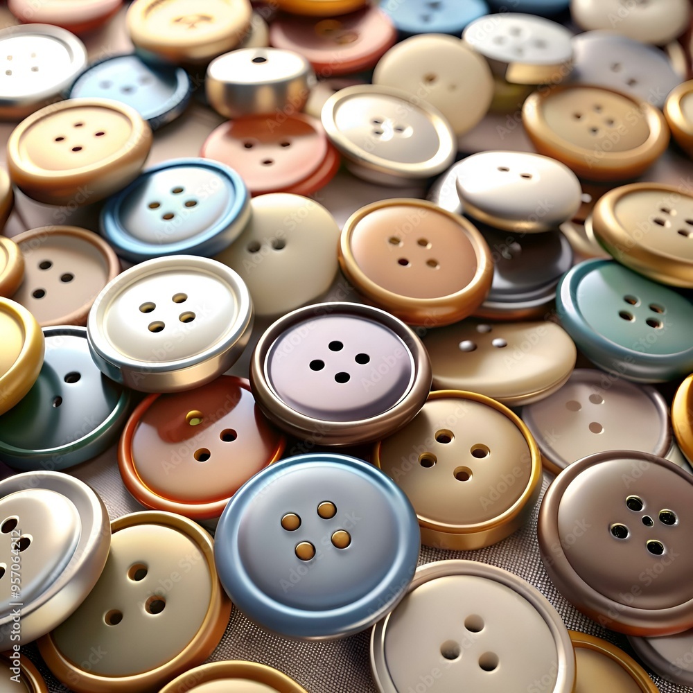 Poster a vibrant collection of colorful buttons. perfect for adding a touch of vintage charm to your craft 