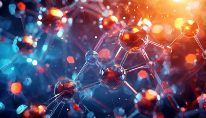 molecule with many colored molecules in it