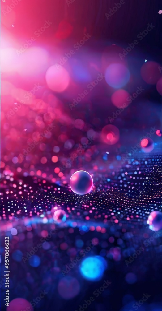 Wall mural pink and blue background with bubbles