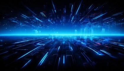 futuristic city with neon lights and lines