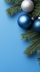 blue Christmas tree decoration background