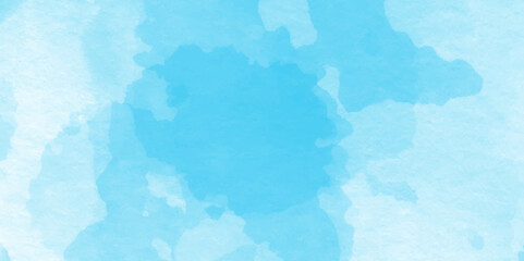 Beautiful and shinny cloudy blue watercolor background,cover design, cards, flyer, poster, banner. Elegant blue grunge texture, Blue background with soft blue watercolor stains.