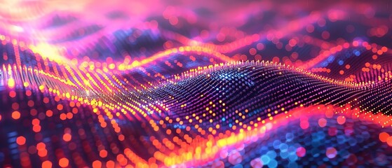 Data of crypto waves 3d illustration of wavy lines in the information code field data flow
