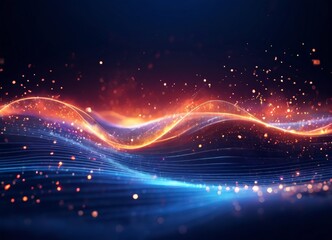 abstract background with glowing waves and lights