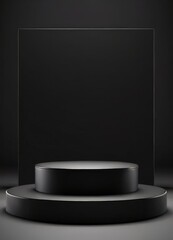 black podium with glass base
