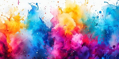 colorful paint splashs on white background