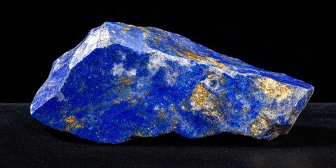 A blue lapis lazuli rock with gold flecks on a