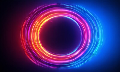 Obraz premium neon light circle on black background