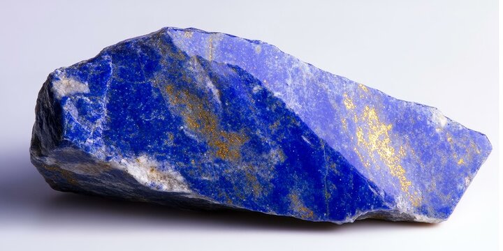 Blue lapis lazuli gemstone with gold flecks.