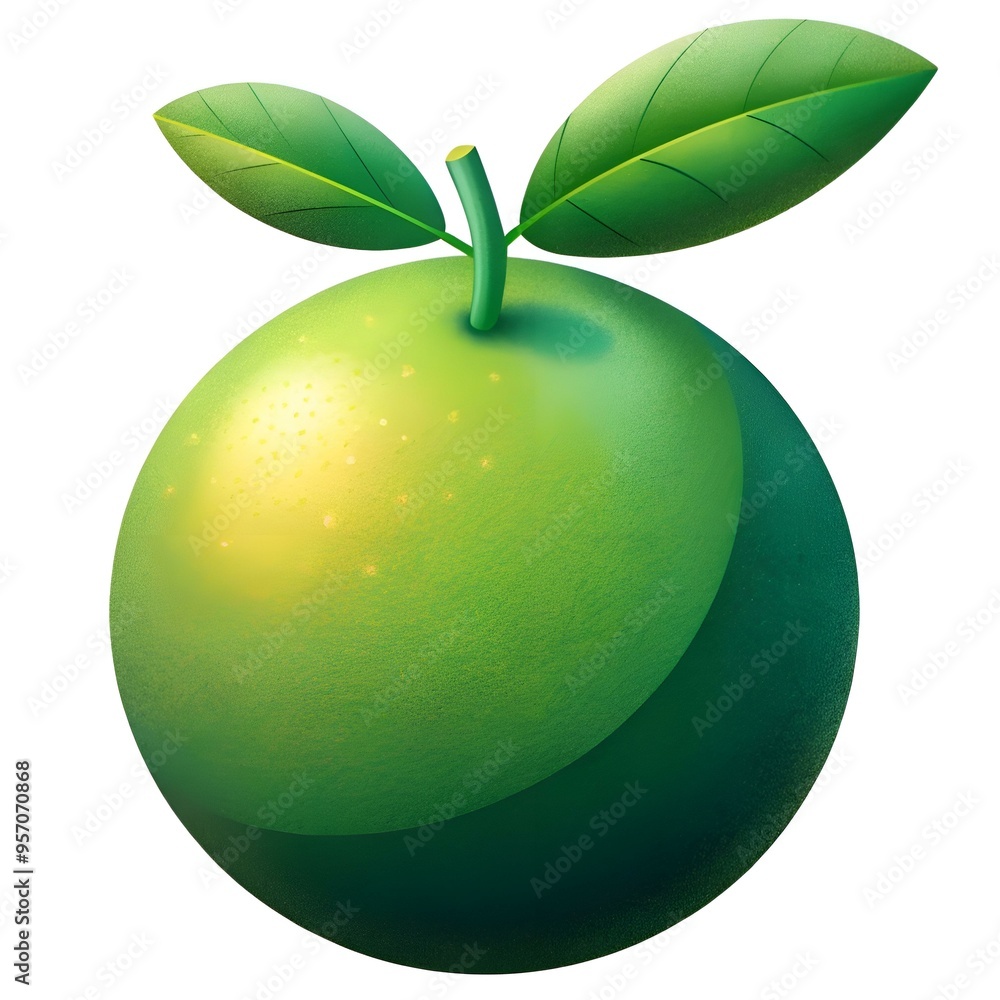 Poster a vibrant 3d illustration of a ripe ogeechee lime. showcasing its unique shape and textured surface.