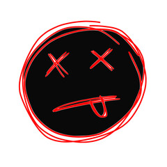 Stylized Expression of Distress in Red and Black