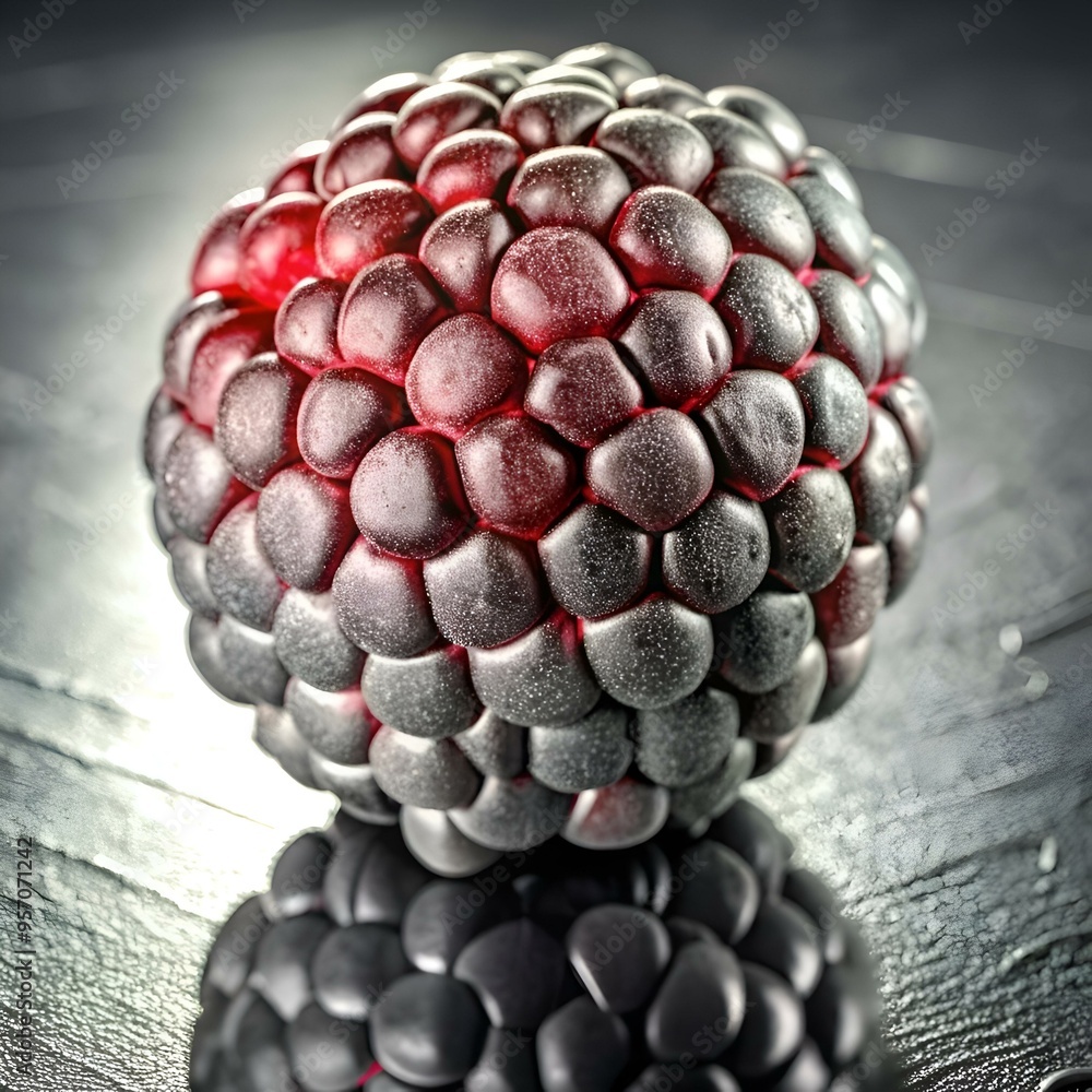 Aufkleber A close up 3D illustration of a single raspberry with a textured. realistic design.
