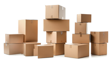 Fototapeta premium Cajas de carton apiladas con fondo blanco