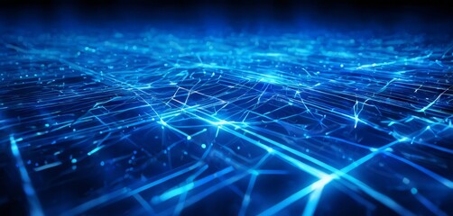 abstract technology background with blue lines and glowing lights