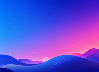 colorful sunset with mountains and stars