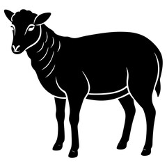 Fototapeta premium Black Grazing Sheep Silhouette Vector Illustration
