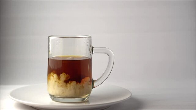 adding a drop od milk cream to tea