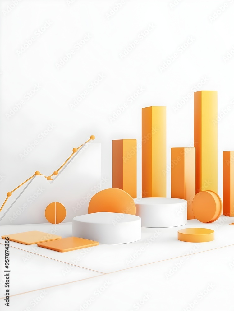 Poster stylized corporate performance management metrics and analytics displayed on clean white background
