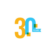 30 Years colorful Anniversary Number Collection Design Vector Template Illustration