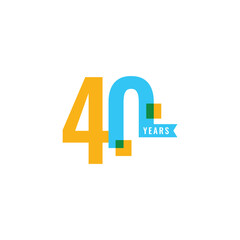 40 Years colorful Anniversary Number Collection Design Vector Template Illustration