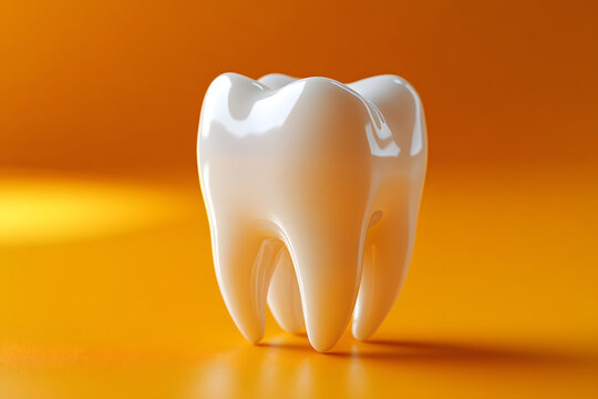 Ilustraci&oacute;n 3d de diente con fondo amarillo