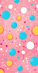 pink background with colorful balloons and cons