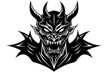 Hannya Mask Silhouette Outline Drawing