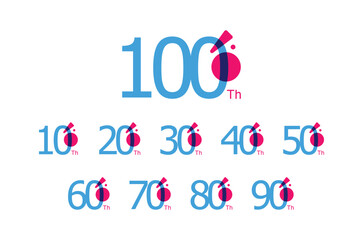 100 Th colorful Anniversary Number Collection Design Vector Template Illustration