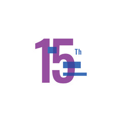 15 Th colorful Anniversary Number Collection Design Vector Template Illustration