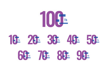 100 Th colorful Anniversary Number Collection Design Vector Template Illustration