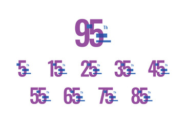 95 Th colorful Anniversary Number Collection Design Vector Template Illustration
