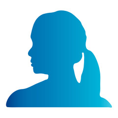 Woman Head Silhouette with Colorful Design Style. Isolated on White Background. Flat Vector Illustration