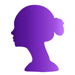 Woman Head Silhouette with Colorful Design Style. Isolated on White Background. Flat Vector Illustration
