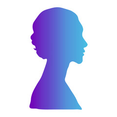 Woman Head Silhouette with Colorful Design Style. Isolated on White Background. Flat Vector Illustration