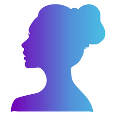 Woman Head Silhouette with Colorful Design Style. Isolated on White Background. Flat Vector Illustration