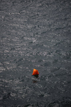 Orange buoy in the ocean