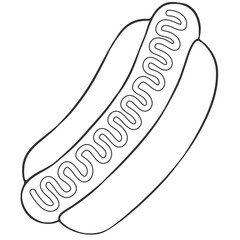 black outline hot dog with sauce