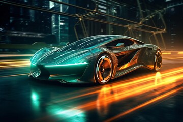 Obraz premium Futuristic car. Autonomous vehicles. Futuristic transport
