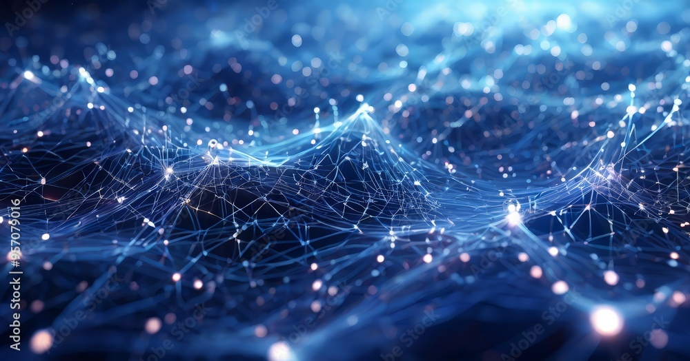 Poster network connected lines and dots