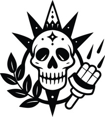 Hand drawn old school tattoo  vector illustration black and white