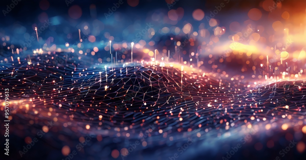 Aufkleber abstract technology background with glowing lines and dots