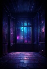 Fototapeta premium dark room with window and in the middle